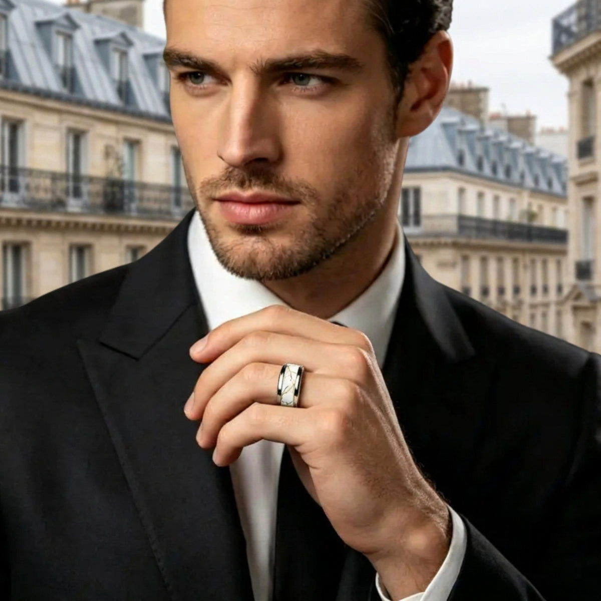 Alliance homme | bague style alliance marbre « Marbre Impérial »