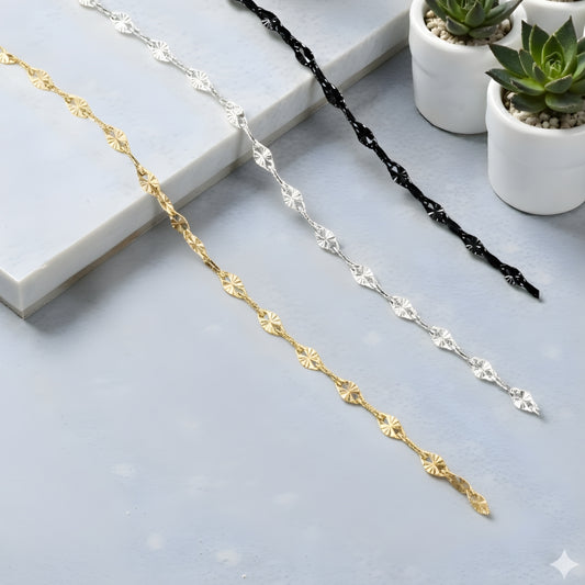 Chaine homme ovale "forme d'œil, coupées en rayons | Élégance