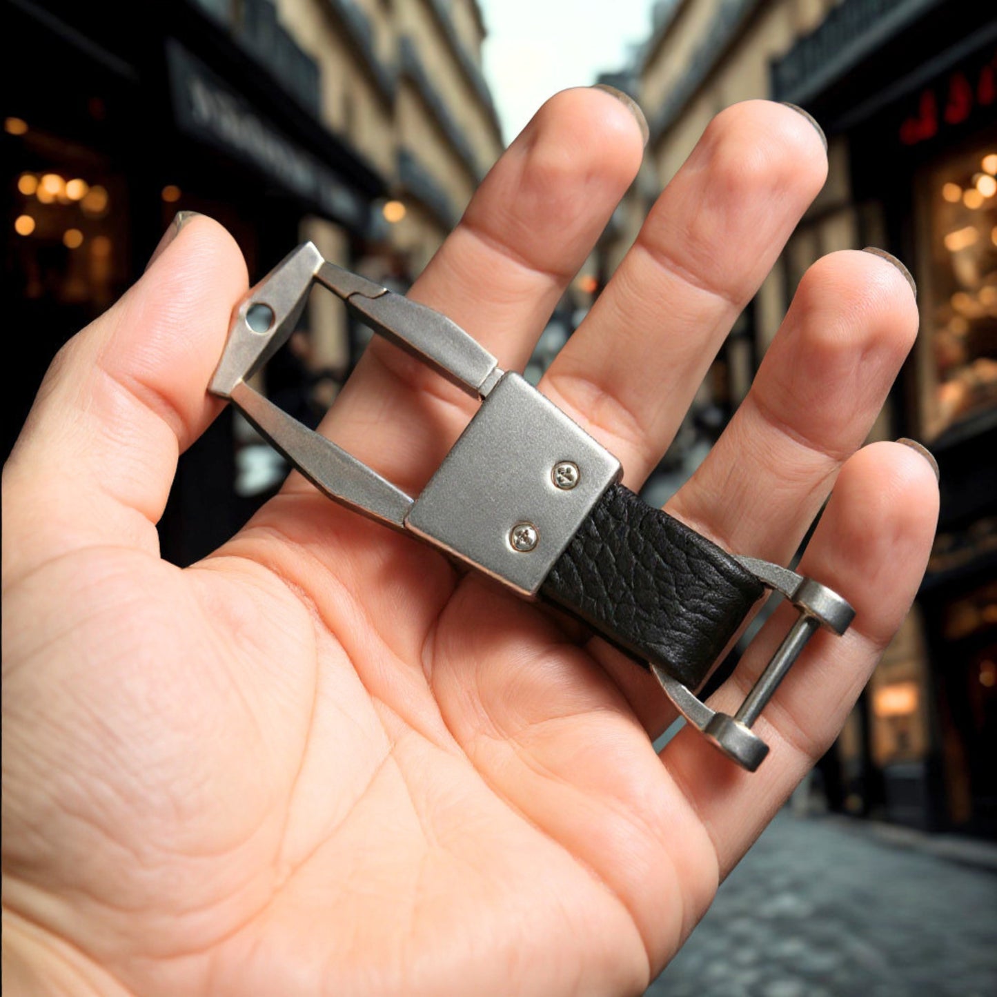 Porte-clé homme | en cuir et métal Premium