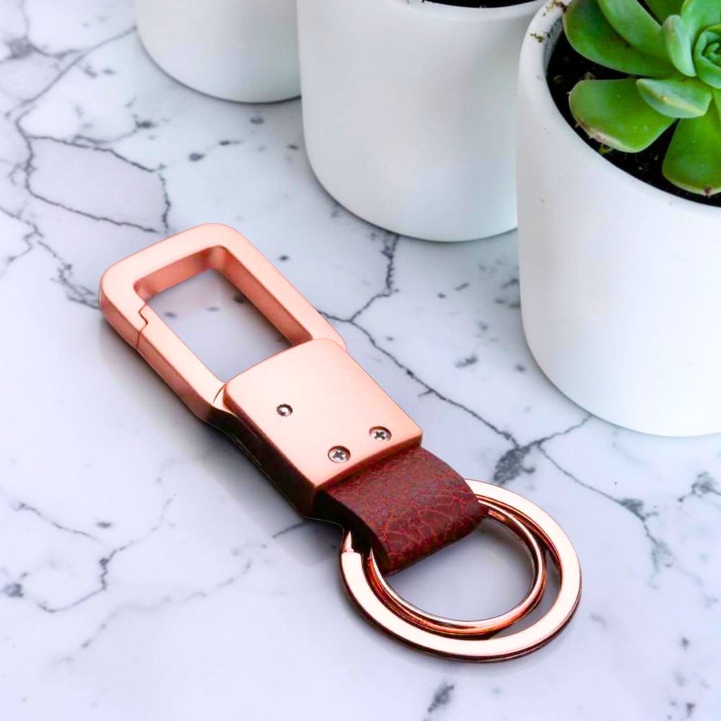 Porte-clé homme | Ergonomique Cuir & Acier
