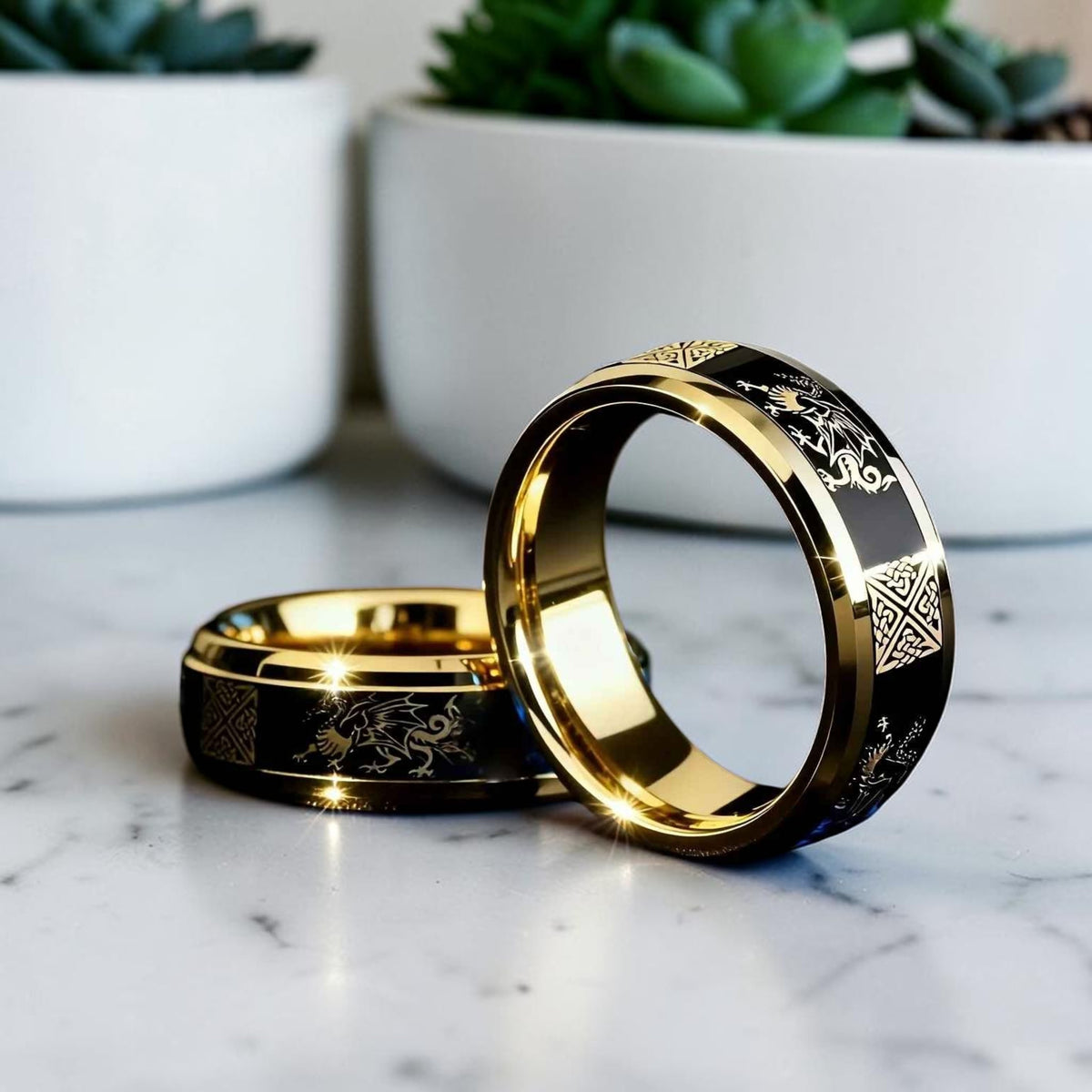 Bague celtique |Dragon & Nœuds Celtiques
