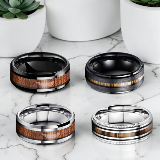 Bague acier inoxydable homme | anneau « L'Héritage Koa »