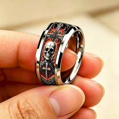 Bague pour homme | Bague Crâne & Flammes «L'Infernale »
