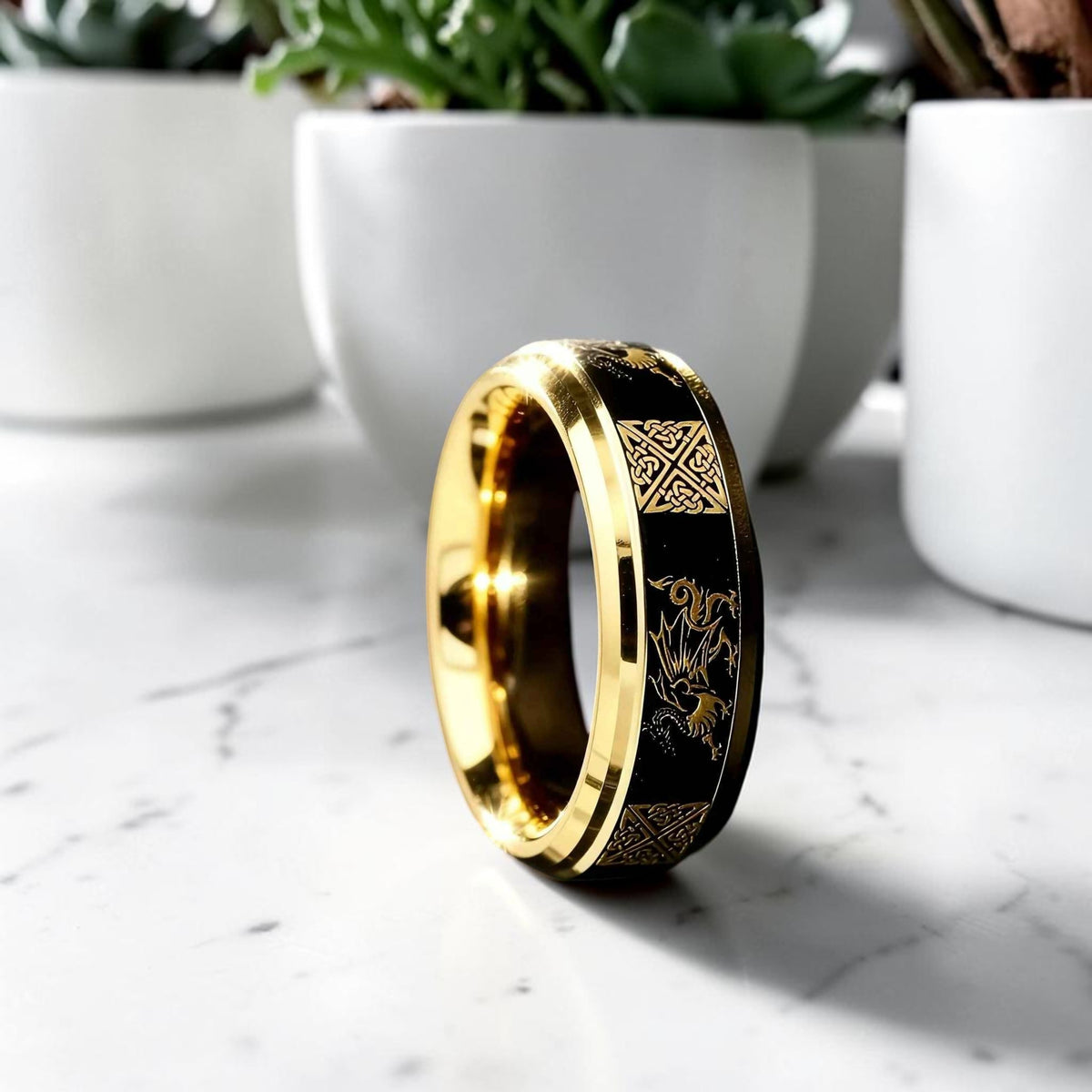 Bague celtique |Dragon & Nœuds Celtiques