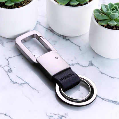 Porte-clé homme | Ergonomique Cuir & Acier