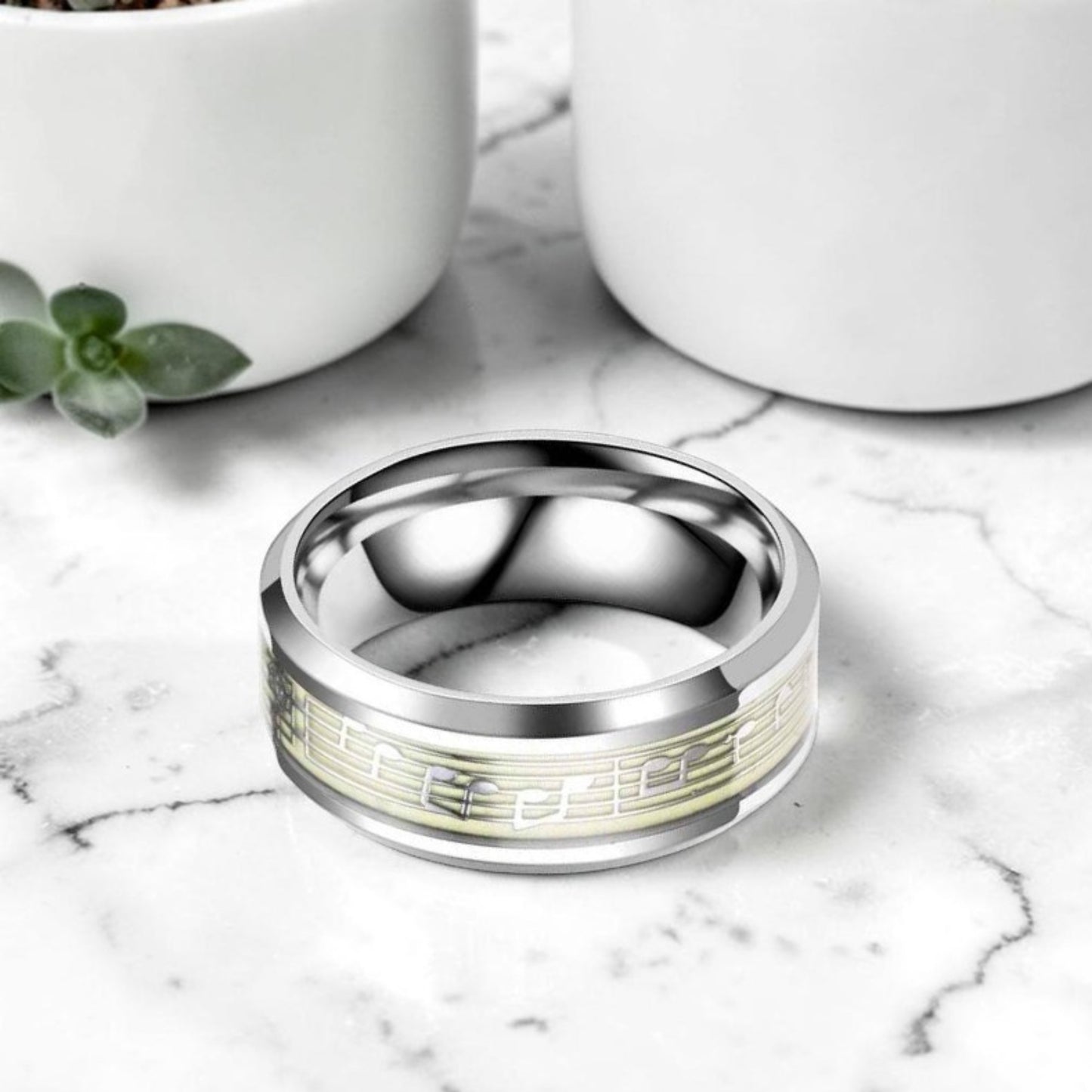 Bague personnalisé  |motifs de musique « Harmonie Nocturne »
