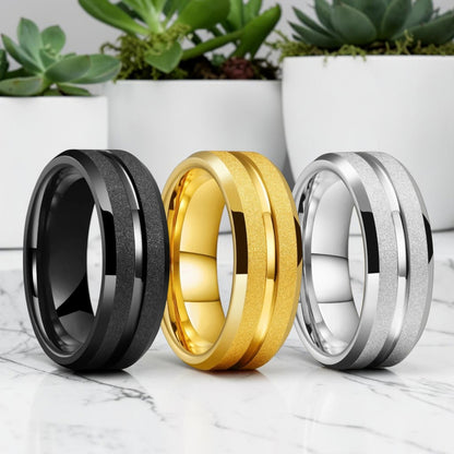 Alliance pour homme | anneau Édition « Dual-Texture »