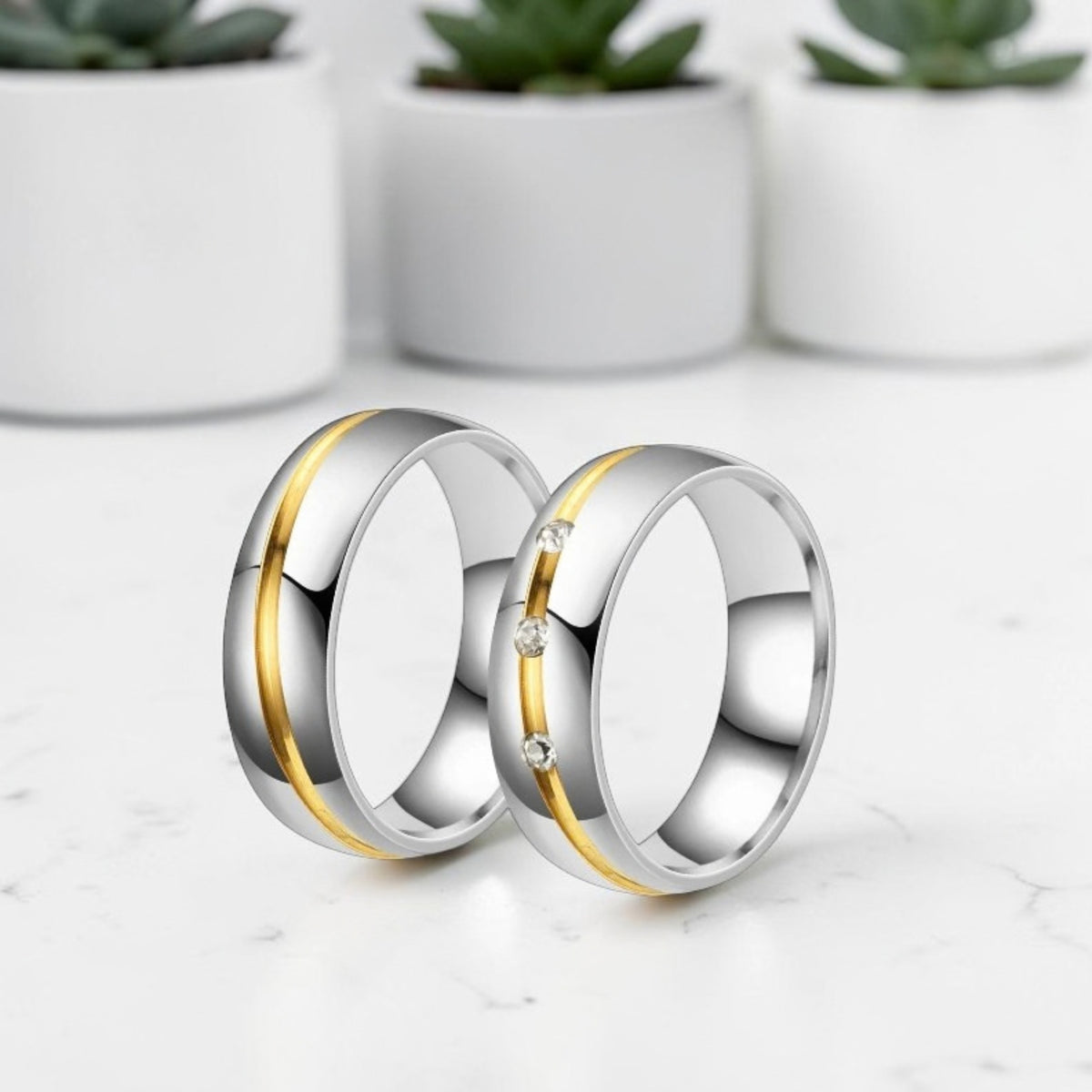 Bague couple | anneau Bicolore "Sillon d'Amour"