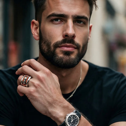 Bague pour homme | Bague Crâne & Flammes «L'Infernale »