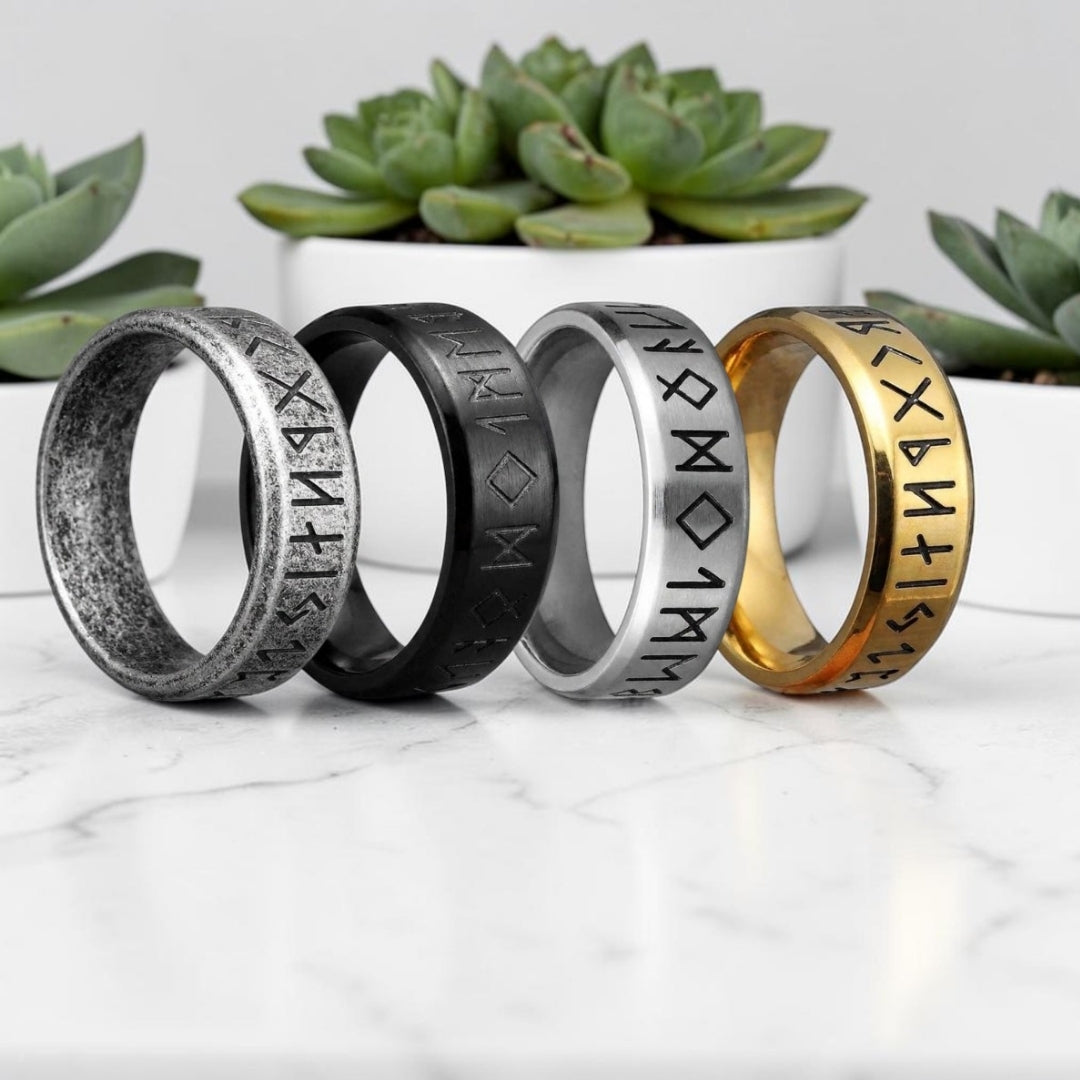 Bague homme viking,  Runique "Odins Kraft"