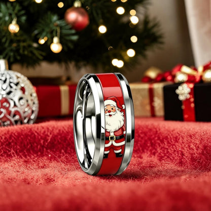 Bague pour homme |  anneau Père Noël « Éclat de Noël »