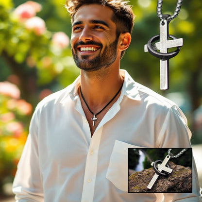 Collier homme- pendentif croix CROSS RING™  :  Style Unique et Fonctionnalité particulière