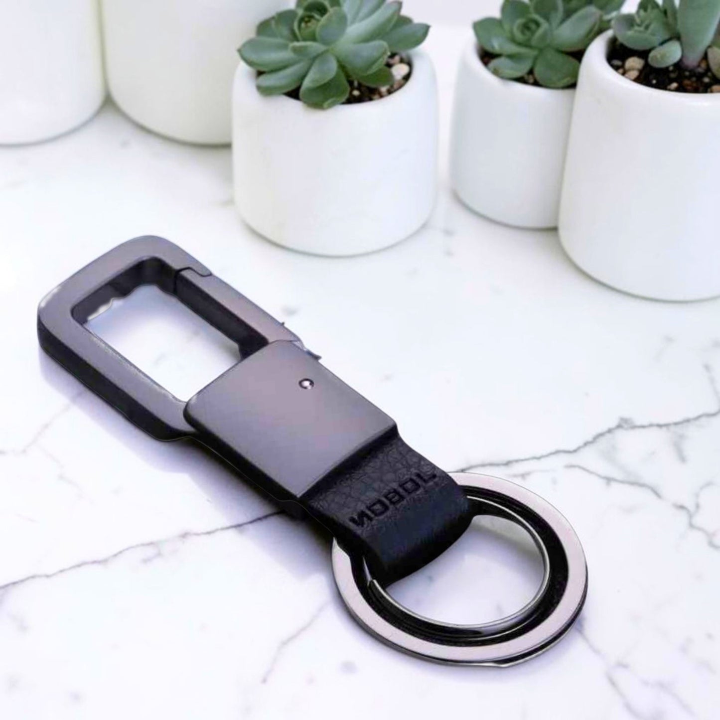 Porte-clé homme | Ergonomique Cuir & Acier