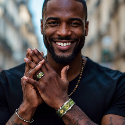 Bague acier homme | mystique Arbre de vie "Éveil d'Yggdrasil"