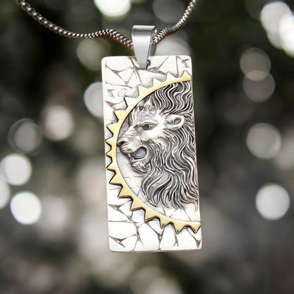 Collier homme- pendentif LE DOMILÉO™ ; Collier de Lion éclatant et dominant