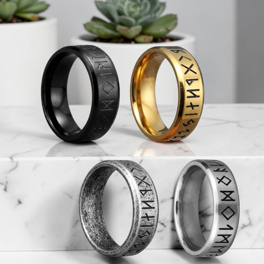Bague homme viking,  Runique "Odins Kraft"