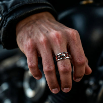 Bague pour homme | Bague Crâne & Flammes «L'Infernale »
