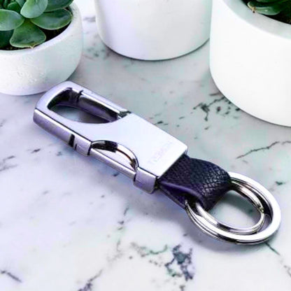 Porte-clés de luxe | acier et cuir "L'Ingénieux EDC"