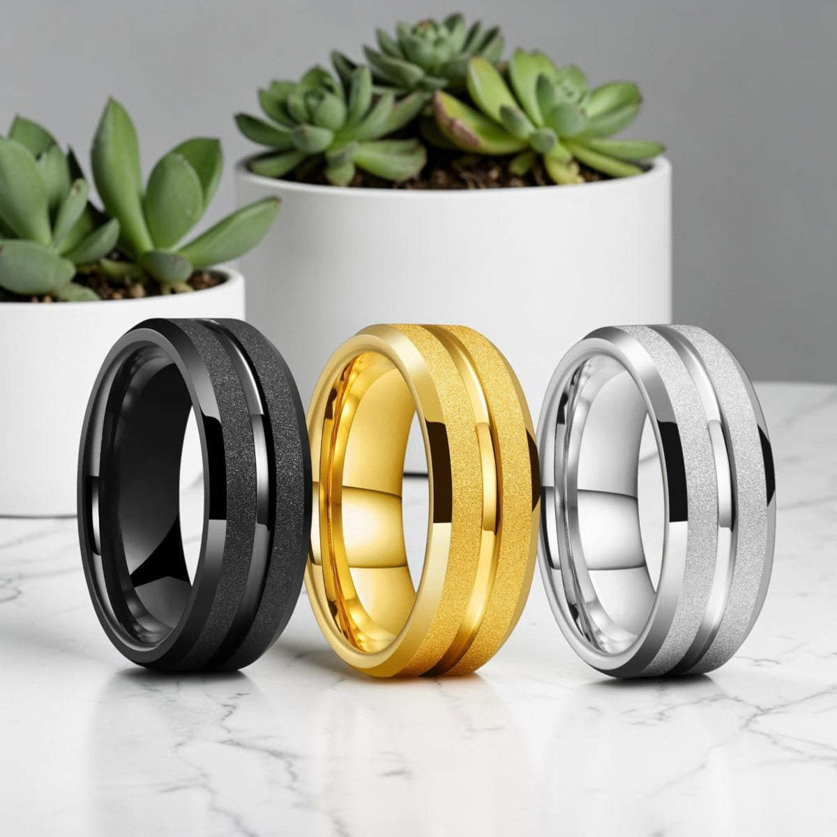 Alliance pour homme | anneau Édition « Dual-Texture »