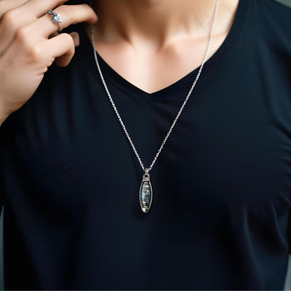 Collier homme- pendentif TIBY CÉLESTE™  : Pendentif Tibétain type moulin à prière