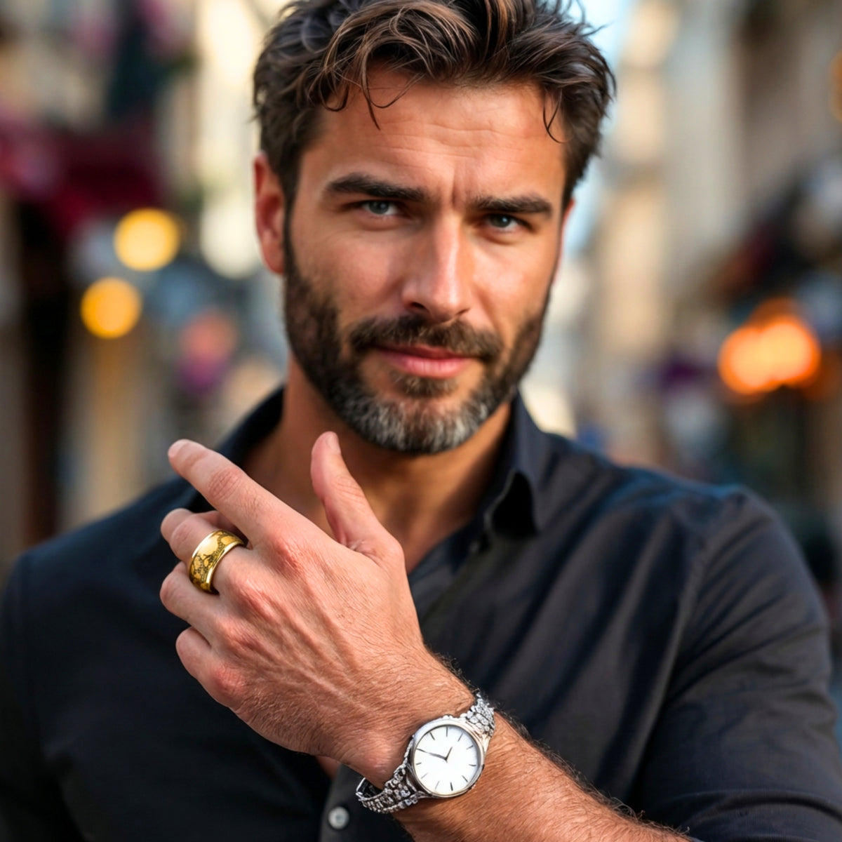 Bague anneau | incrustation doré « L'Aura Sauvage »