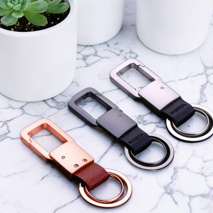Porte-clé homme | Ergonomique Cuir & Acier