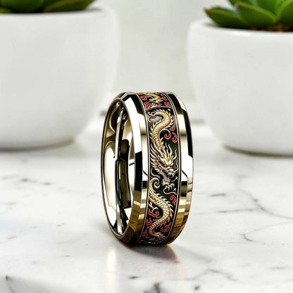 Bague pour homme | anneau « Le Souffle du Dragon »