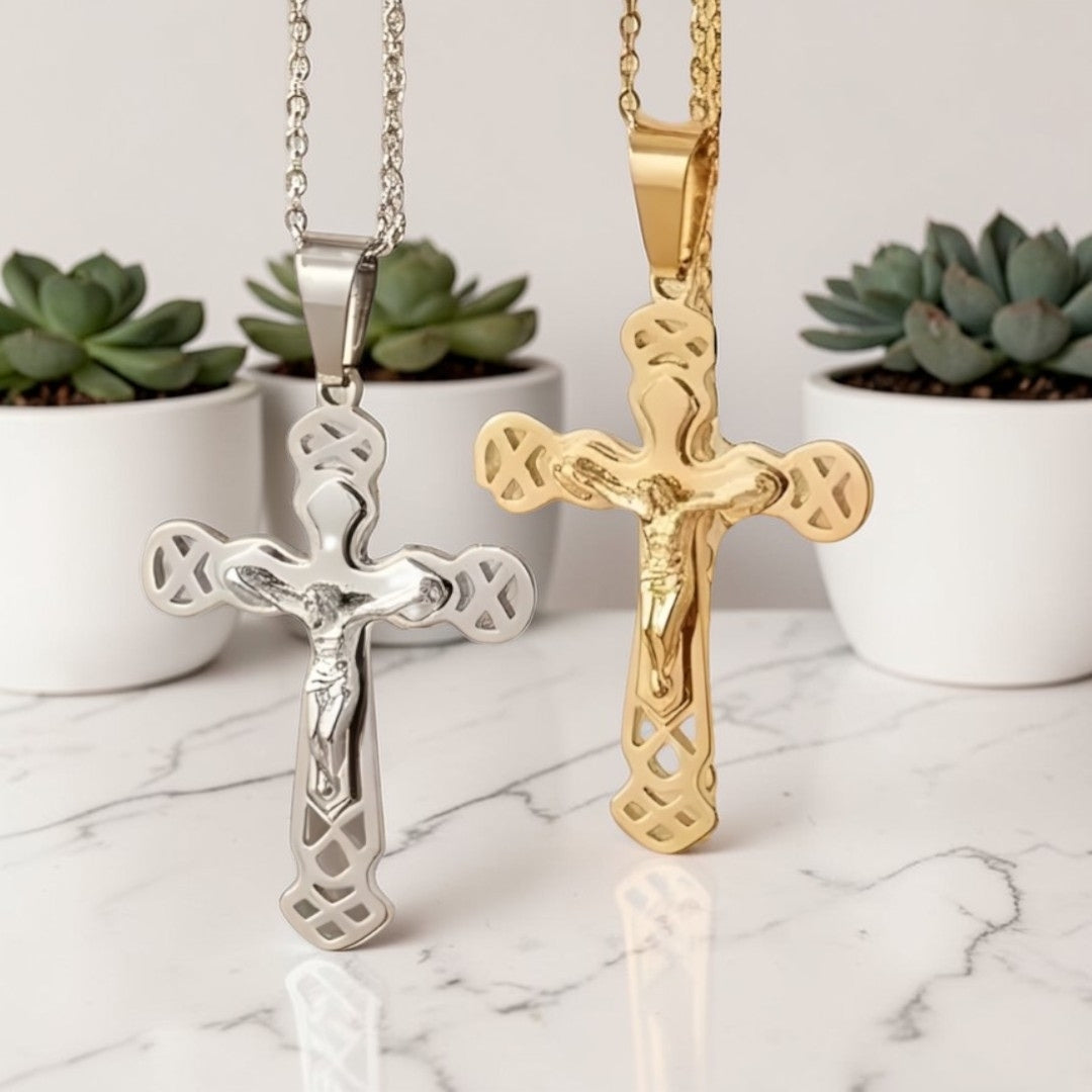 Collier homme, pendentif Croix de l'Alliance Crucifix