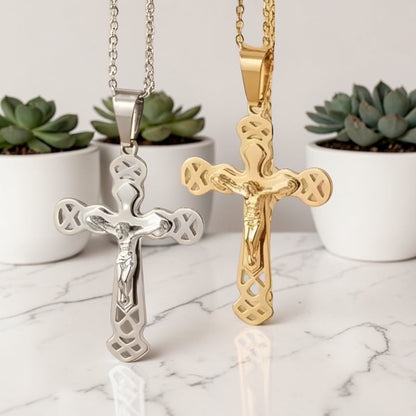 Collier homme, pendentif Croix de l'Alliance Crucifix