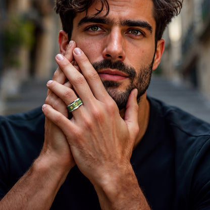Bague acier homme | mystique Arbre de vie "Éveil d'Yggdrasil"