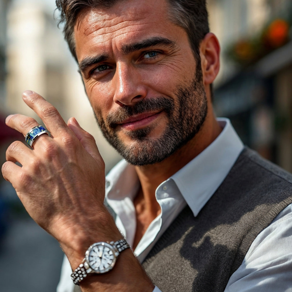 Bague pour homme | anneau « L’Étoile de Van Gogh »