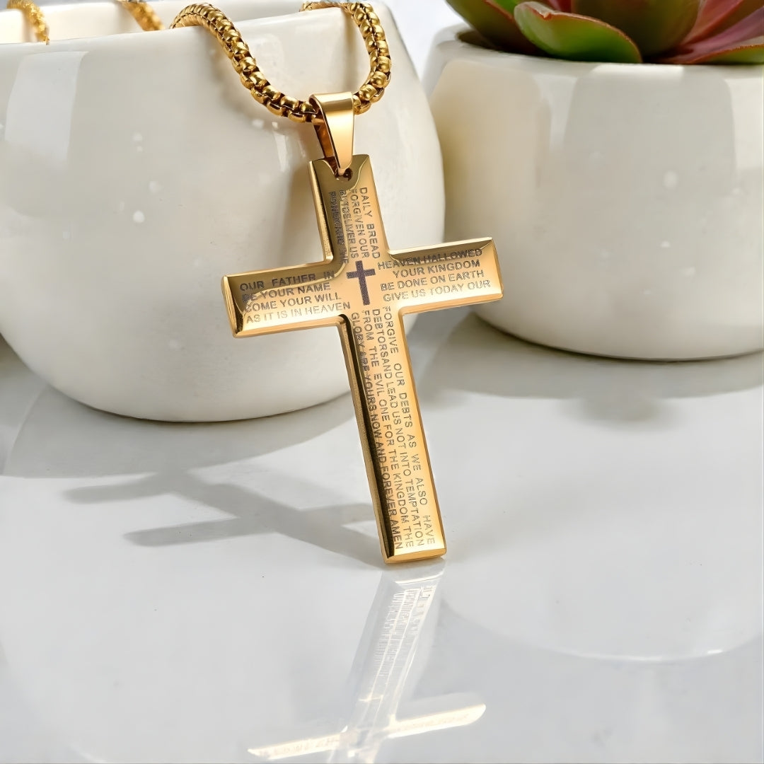 Collier homme pendentif croix Biblique | SpiritSteel