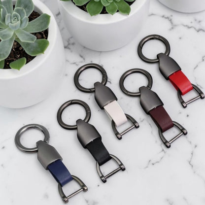 Porte-clé en cuir |manille vissée gris anthracite « executive »