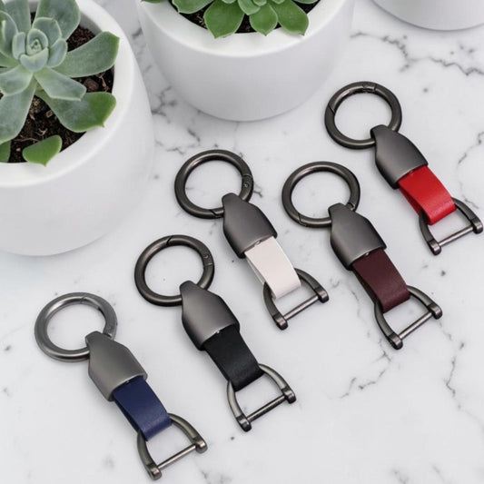 Porte-clé en cuir |manille vissée gris anthracite « executive »