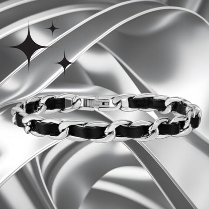 Bracelet homme- MIXOLUX™ | Bracelet métal et cuir de luxe moderne