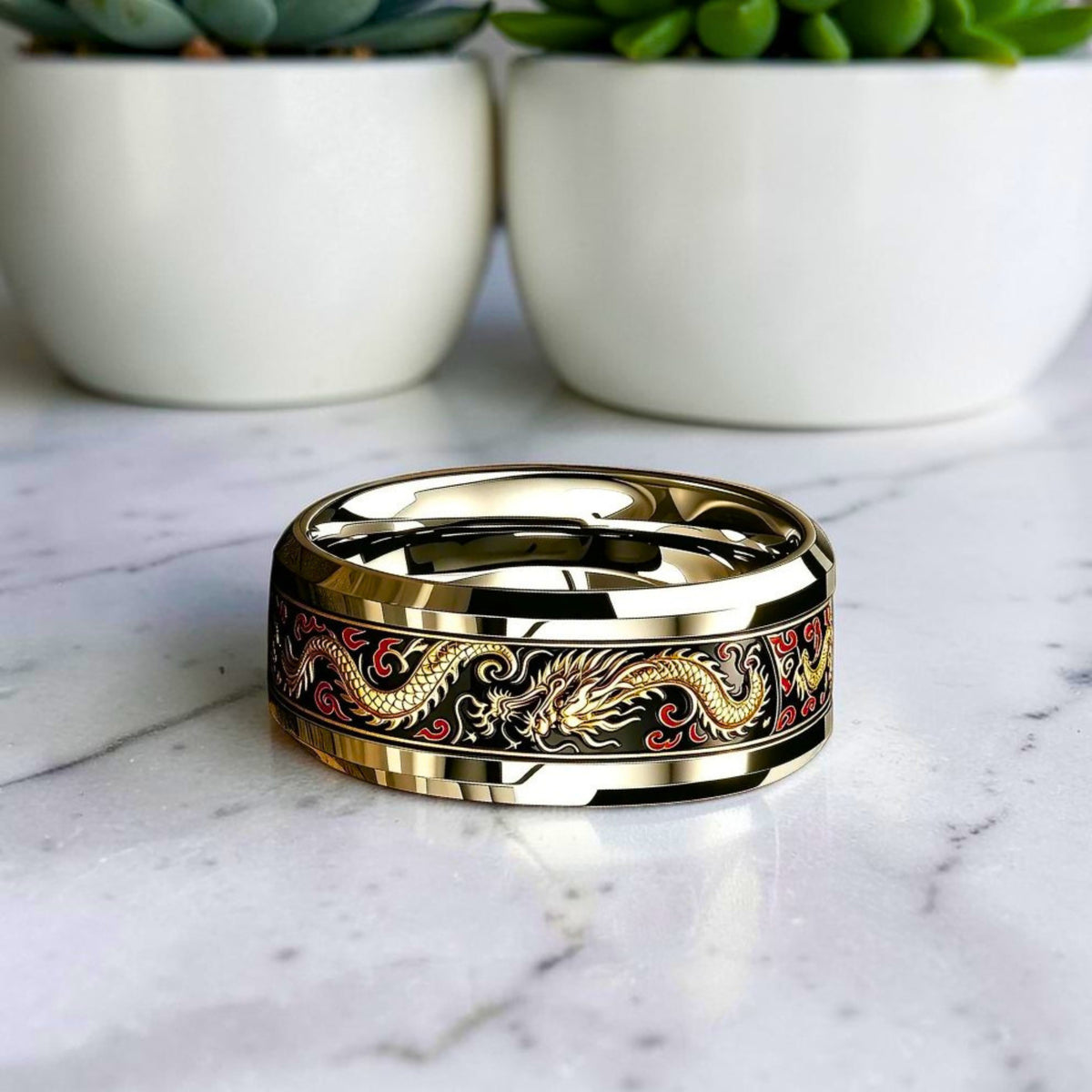 Bague pour homme | anneau « Le Souffle du Dragon »
