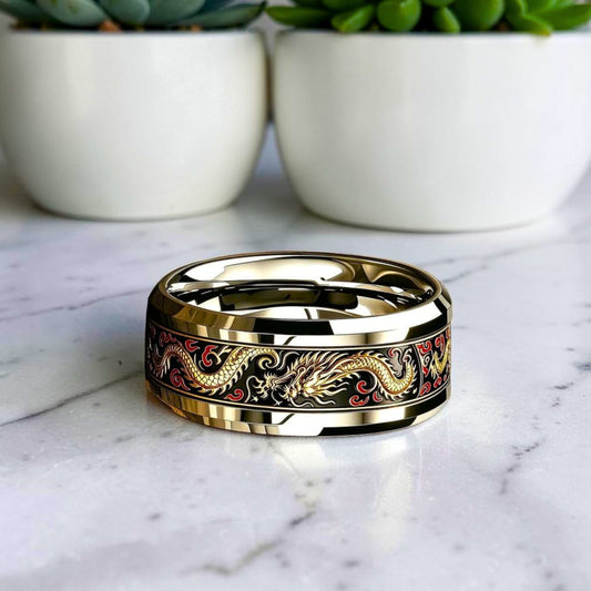 Bague pour homme | anneau « Le Souffle du Dragon »