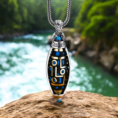 Collier homme- pendentif TIBY CÉLESTE™  : Pendentif Tibétain type moulin à prière