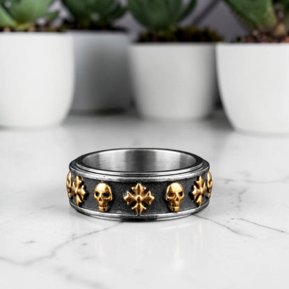 Bague pour hommes | anneau crâne croisé « Skull and Cross »