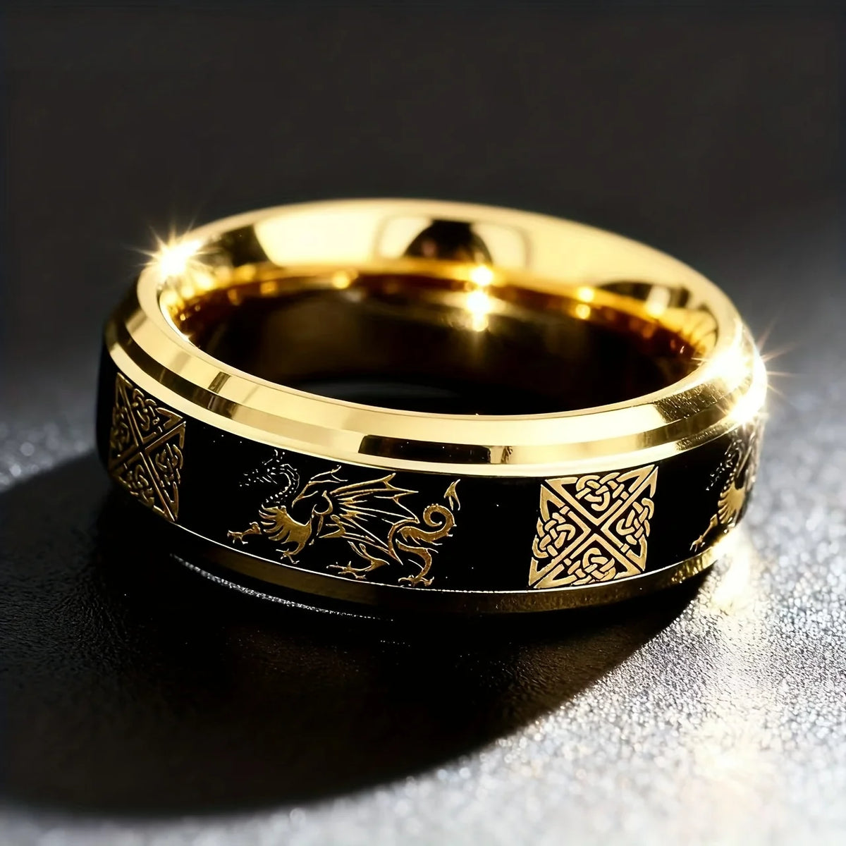 Bague celtique |Dragon & Nœuds Celtiques