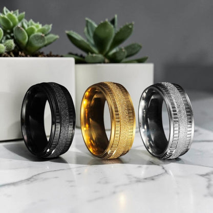 Alliance pour homme Alliance Horizon givrée, biseautée variantes doree argentee noiree plantes