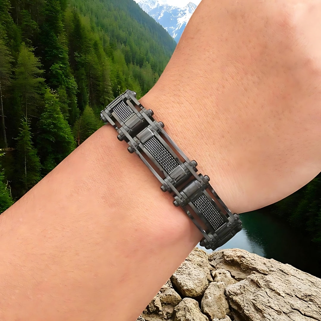 BRACELET HOMME TENDANCE MASCUMODE Noir poignet montagnes nature