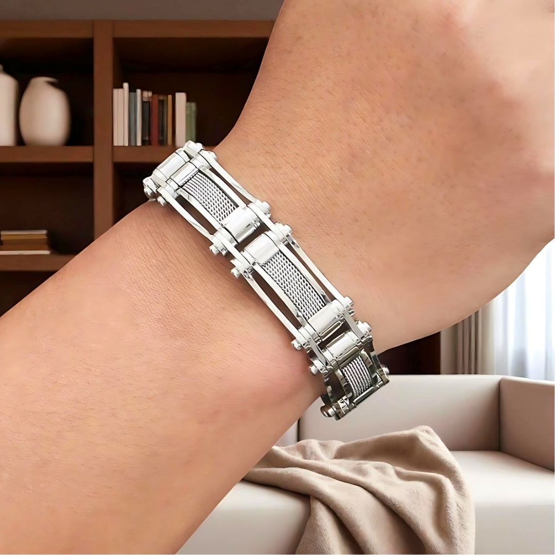 BRACELET HOMME TENDANCE MASCUMODE argent poignet maison confortable