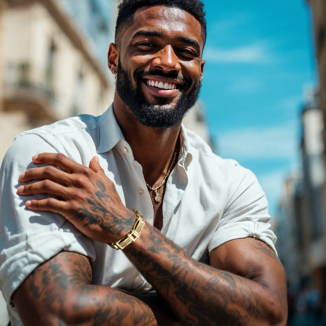 BRACELET HOMME TENDANCE MASCUMODE doré homme noir musclé Paris