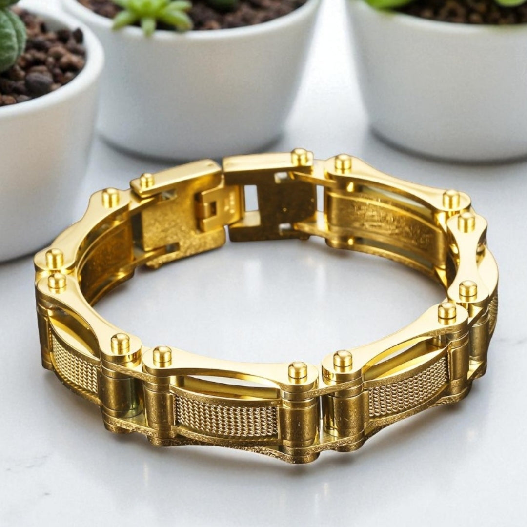 BRACELET HOMME TENDANCE MASCUMODE doré plantes 