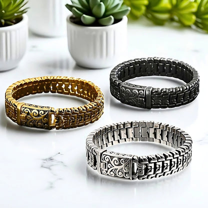 BRACELET HOMME TENDANCE trois couleurs presentation plantes table marbre