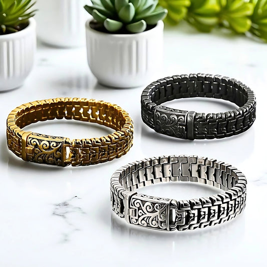 BRACELET HOMME TENDANCE trois couleurs presentation plantes table marbre