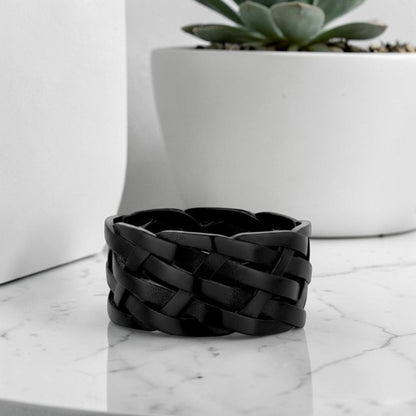 Bague Homme L'Alliance Tressée "Gallow" variante noire