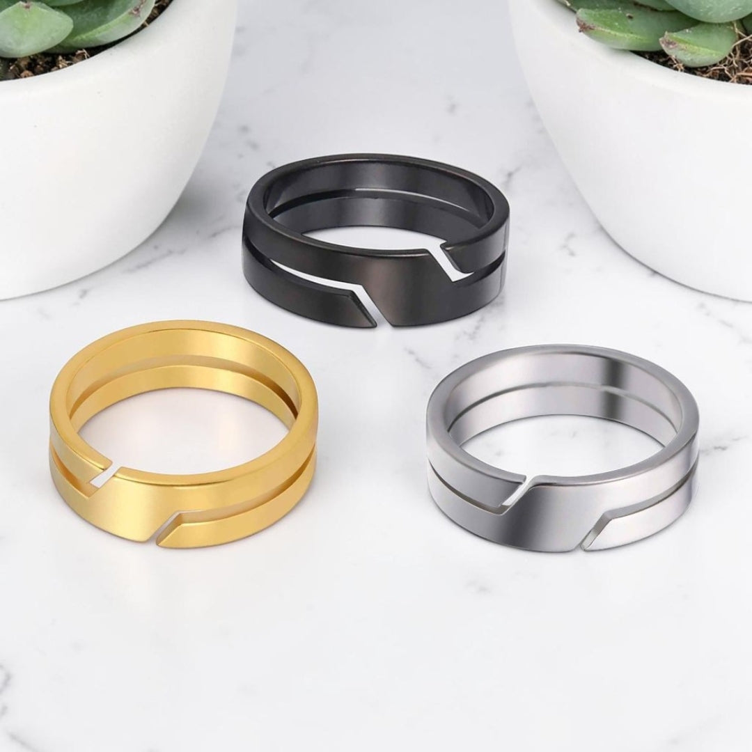 Bague homme L'Anneau Nexus argent dore noir table marbre plantes