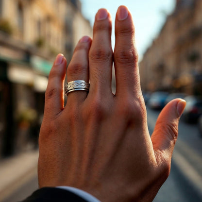 Bague pour homme Anneau "Armor" argent main élégante